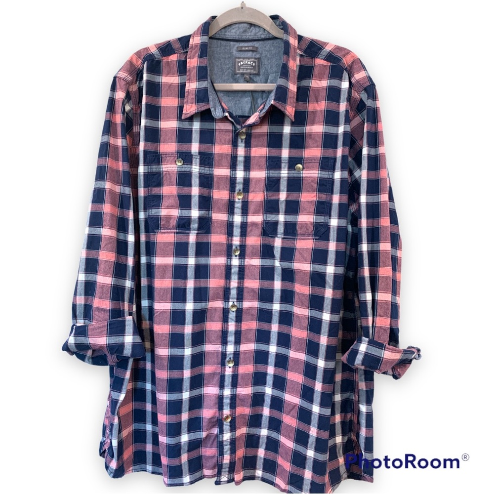 ✨ NWT Fat Face Men’s Plaid Button Down Shirt - XXL Slim Fit